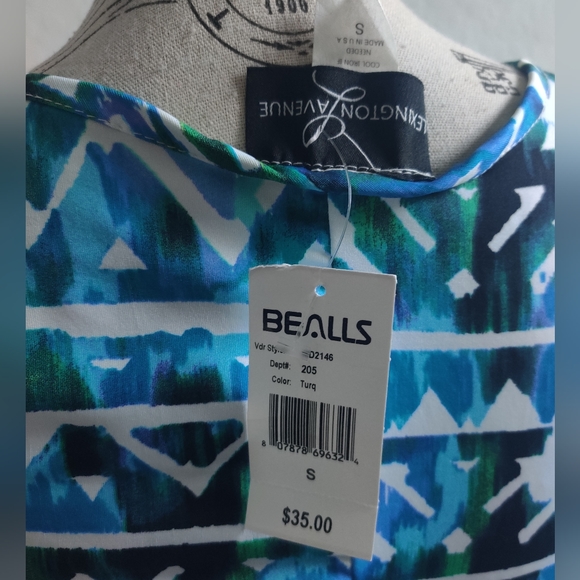 🆕 Lexington Avenue Asymmetric Blue Geometric Pattern Dress_Small - Picture 6 of 7